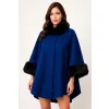 Damskie ponczo z futrem - kołnierz i rękawy w luksusowym stylu