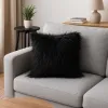 Poduszka futrzana 35x35 czarna 01
