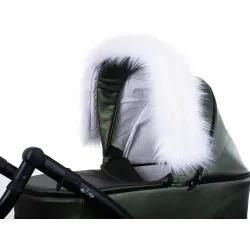Obszycie budki wózka białe obszycie futrzane do wózka eko futro jenot