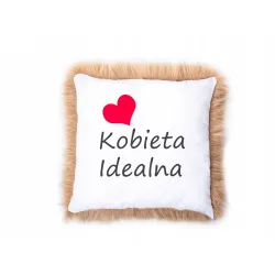 Poduszka futrzana eko futro z napisem Dzień Kobiet Walentynki dla Żony