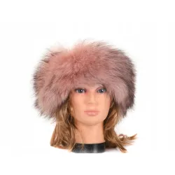 Opaska futerkowa róż eko futro jenot jesienna wiosenna futrzana