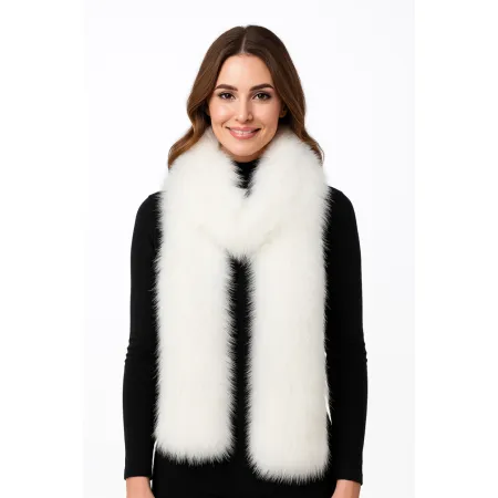 Szal futrzany biały  180 cm (77)