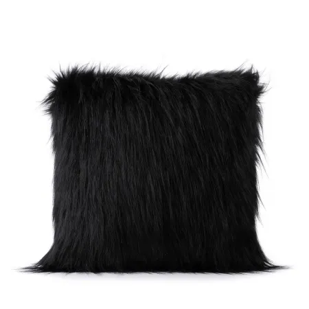 Poduszka futrzana 35x35 czarna 01