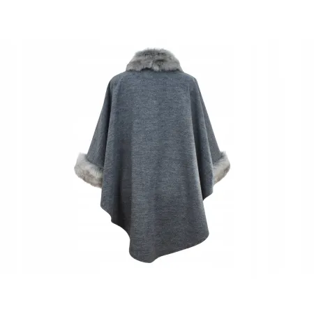Damskie ponczo z futrem - kołnierz i rękawy w luksusowym stylu