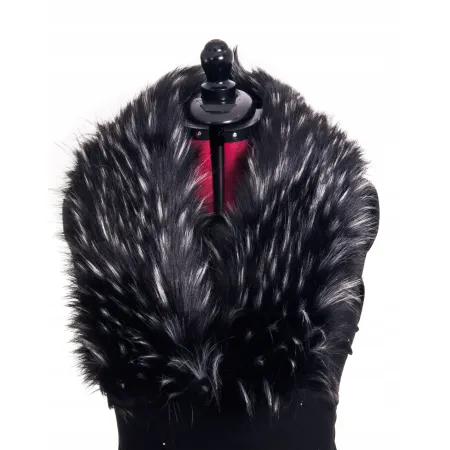 SZAL FUTRZANY CZARNO BIAŁY SZ-08