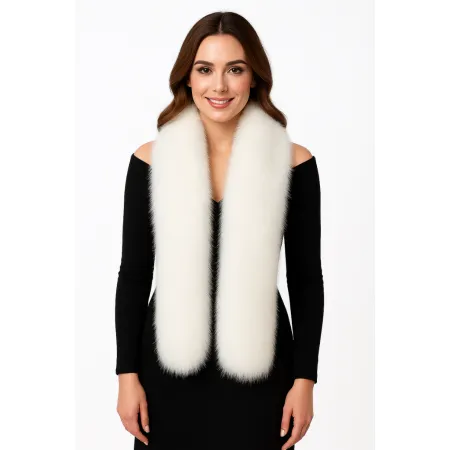 Szal futrzany biały  180 cm (77)
