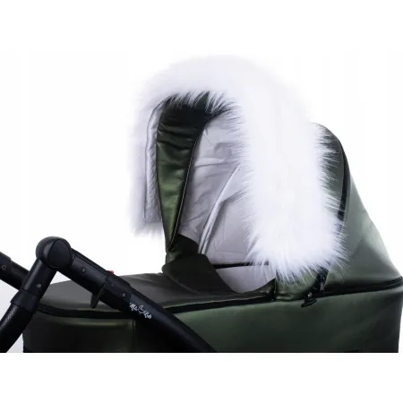Obszycie budki wózka białe obszycie futrzane do wózka eko futro jenot