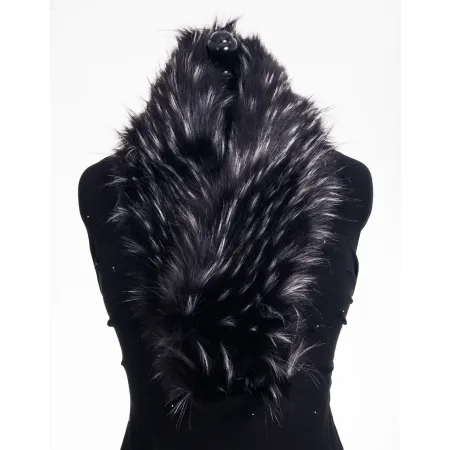 SZAL FUTRZANY CZARNO BIAŁY SZ-08