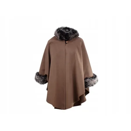 Damskie ponczo z futrem - kołnierz i rękawy w luksusowym stylu