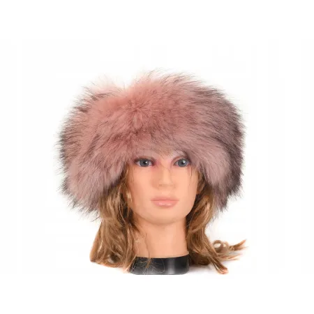 Opaska futerkowa róż eko futro jenot jesienna wiosenna futrzana