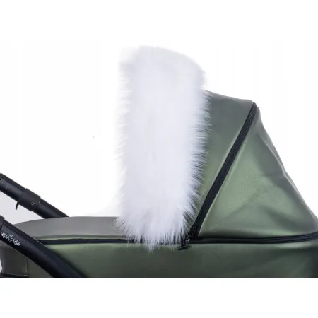 Obszycie budki wózka białe obszycie futrzane do wózka eko futro jenot