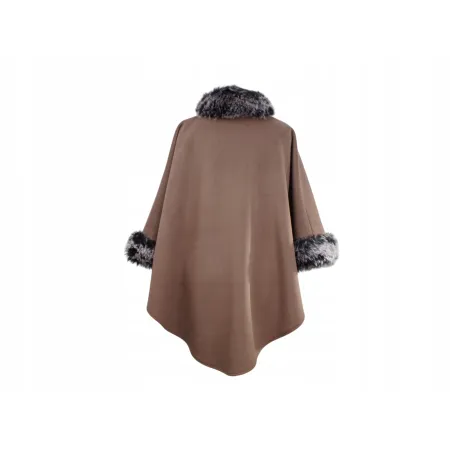 Damskie ponczo z futrem - kołnierz i rękawy w luksusowym stylu