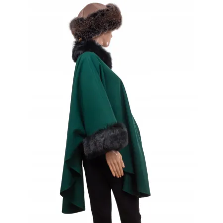 Etola ponczo z dodatkami eko futra narzutka wiosna jesień uniwersalne