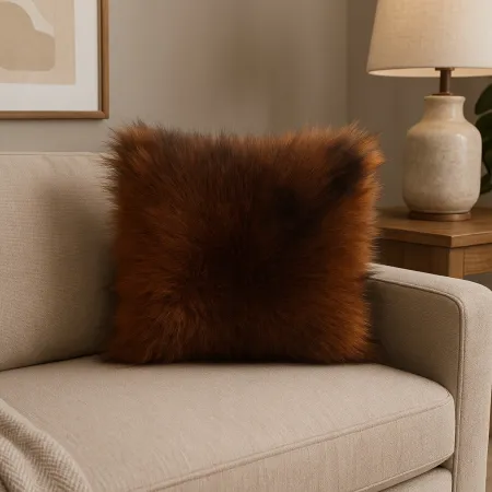 Poduszka Futrzana z eko futra jenot ozdobna futerkowa 35x35