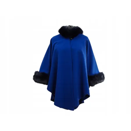 Damskie ponczo z futrem - kołnierz i rękawy w luksusowym stylu