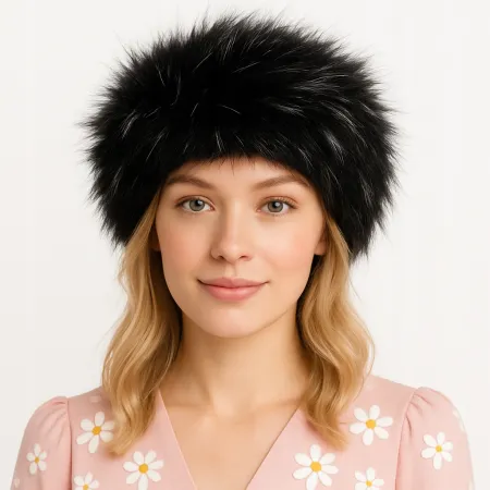 Opaska futrzana zimowa jesienna eko futro jenot