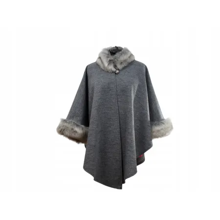 Damskie ponczo z futrem - kołnierz i rękawy w luksusowym stylu